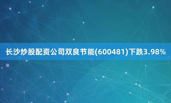 长沙炒股配资公司双良节能(600481)下跌3.98%